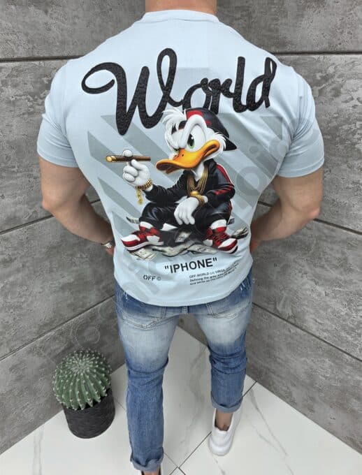 Mъжка тениска със сублимация Donald Duck и щампа на гърба-синьо-код 309-2