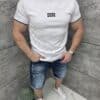 Mъжка тениска с еластан и гумирана щампа Boss-бяло-код 2299-1