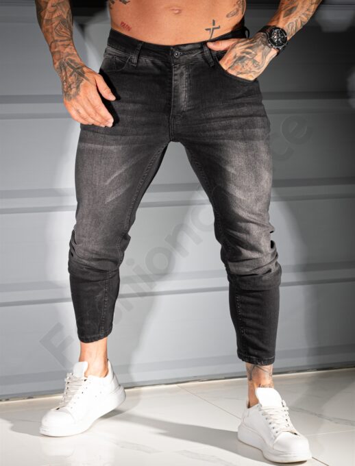 Мъжки изчистени Skinny Fit дънки в черен деним с изтъркан ефект/34-42/-код 3973-3