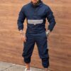 Мъжки шушляков спортен комплект с горнище тип худи-синьо-код 623-1