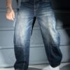 Мъжки BAGGY STYLE дънки в тъмносин деним с изтъркан ефект-код 8674