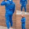 Мъжки спортен комплект с бродерия ICON и качулка-кралско синьо-код 602-2